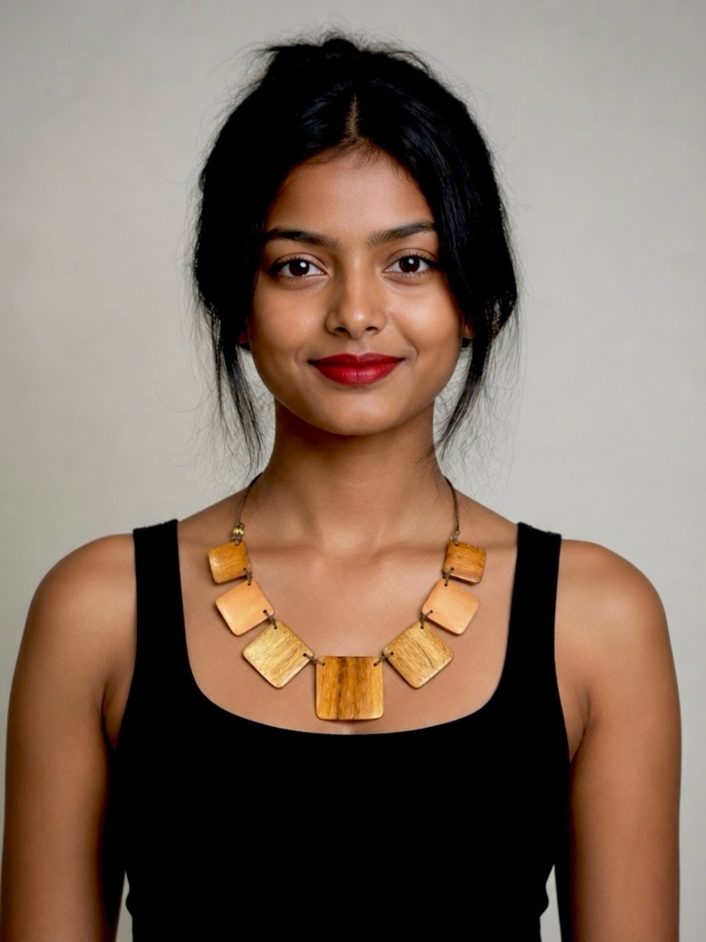 Beautiful Brown Wood Statement Necklace